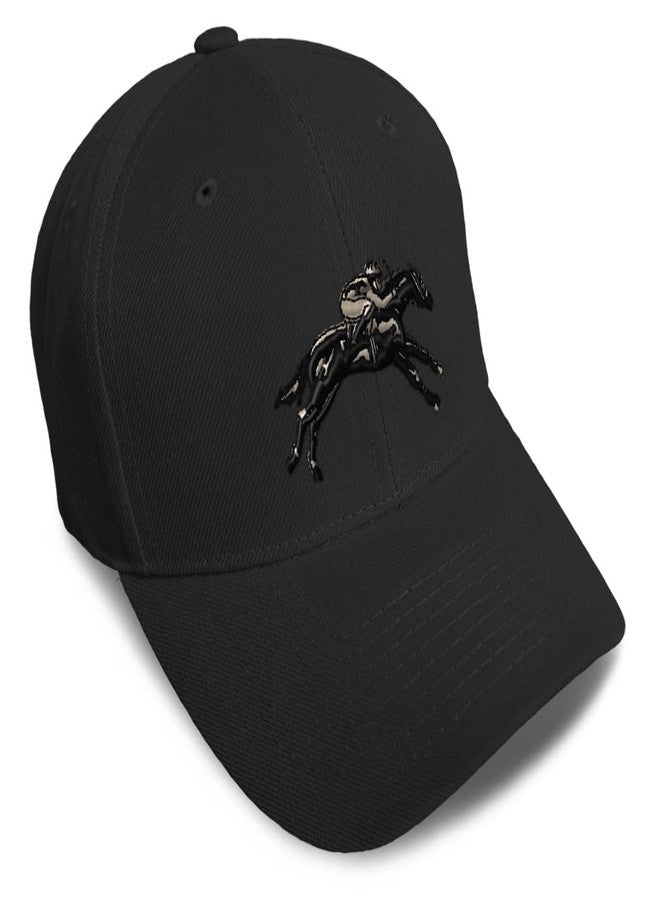 Speedy Pros Custom Baseball Cap Jokey Horse Race Embroidery Farm and Domesticated Animals Acrylic Dad Hats for Men & Women Black Design Only - Image 1